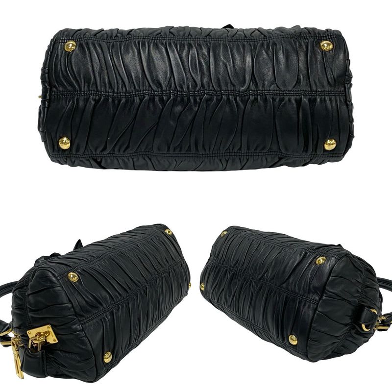 Prada Logo Hardware Ribbon Motif Leather Gathered — view 7