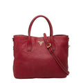 Prada Tote Shoulder Bag 2-Way Red Leather