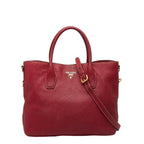 Prada Tote Shoulder Bag 2-Way Red Leather