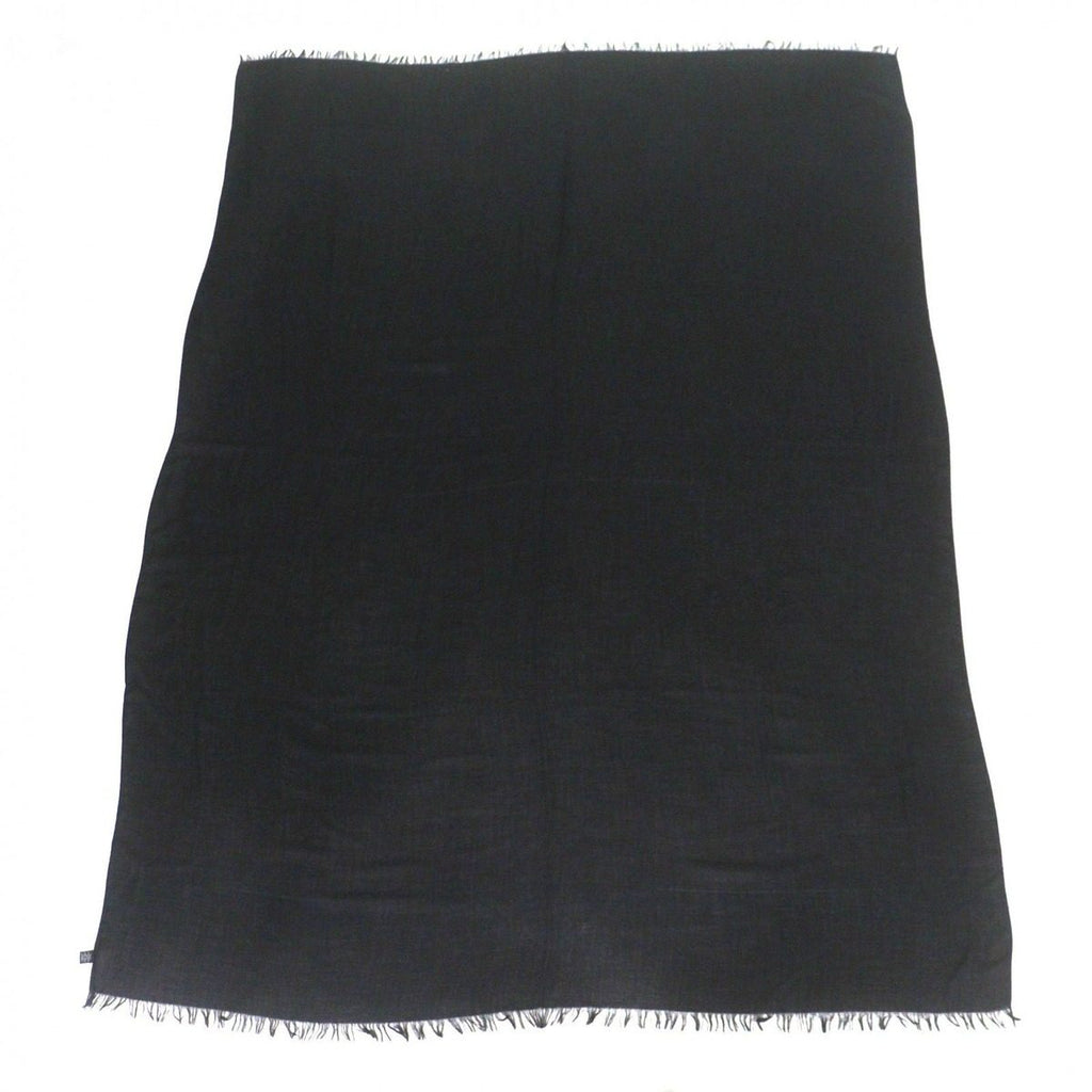 Hermes Cashmere Wool H Logo Large Scarf with Fringe Shawl Black — view 3