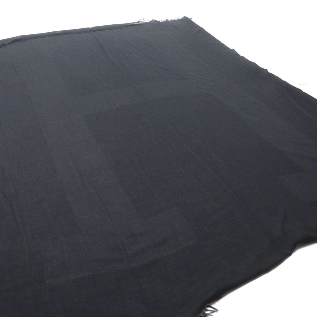 Hermes Cashmere Wool H Logo Large Scarf with Fringe Shawl Black — view 4
