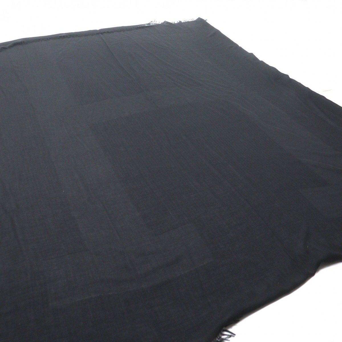 Hermes Cashmere Wool H Logo Large Scarf with Fringe Shawl Black — view 4