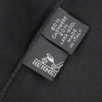 Hermes Cashmere Wool H Logo Large Scarf with Fringe Shawl Black — view 5