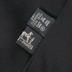 Hermes Cashmere Wool H Logo Large Scarf with Fringe Shawl Black — view 6