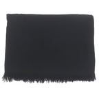 Hermes Cashmere Wool H Logo Large Scarf with Fringe Shawl Black