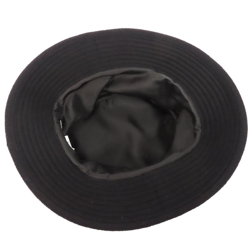 Hermes Hat Black Cashmere Rayon Silk Velour Flat Top 58 — view 3