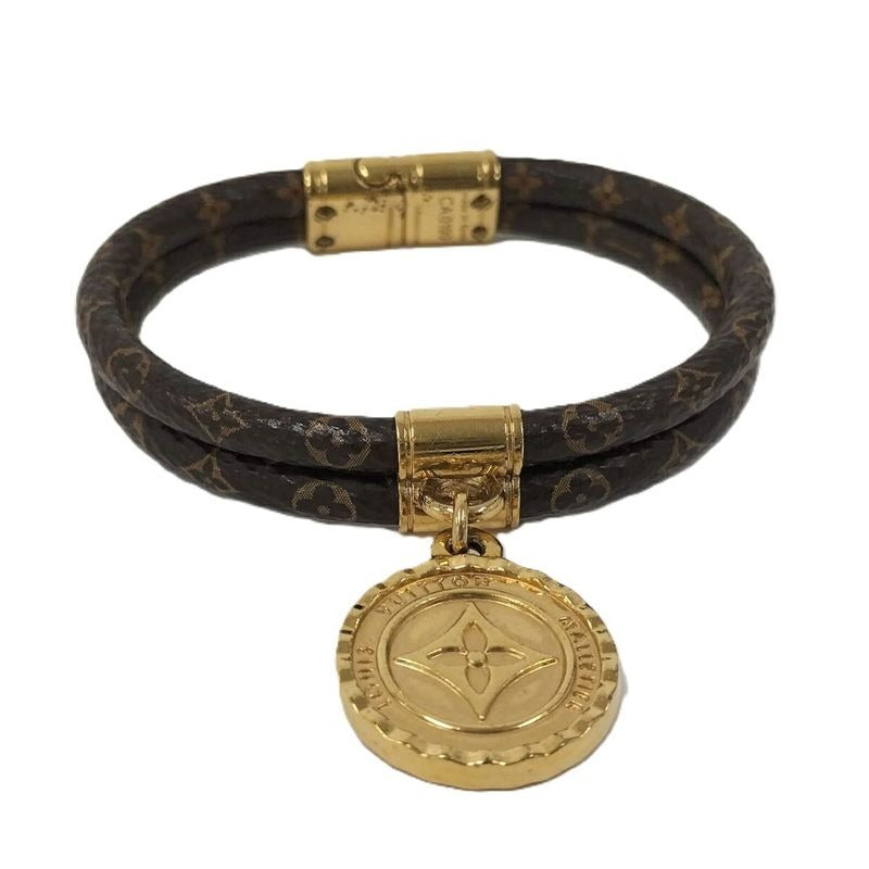 Louis Vuitton Bracelet Zodiac Rat Mouse Monogram Leather Plated Brown