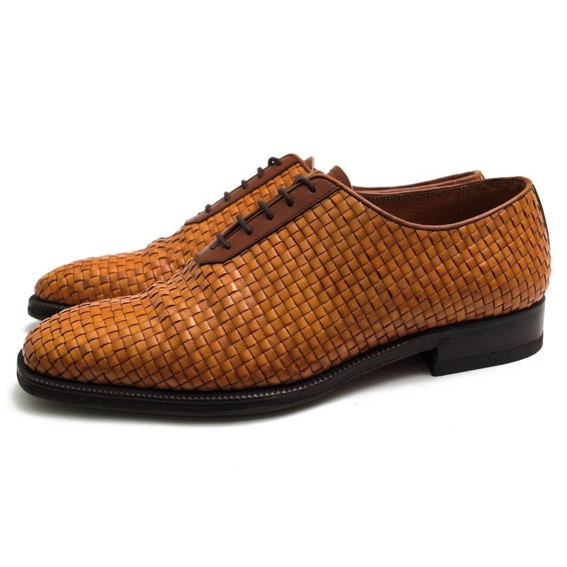 Loewe Shoes Business Men Leather Brown Mesh