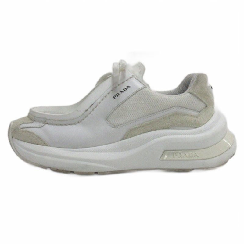 Prada System Low Cut Sneakers Triangle Logo White 7 AA