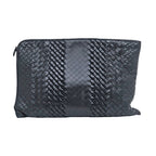 Bottega Veneta Clutch Bag Black Intrecciato Leather — view 2