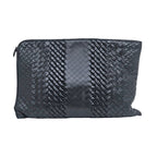 Bottega Veneta Clutch Bag Black Intrecciato Leather