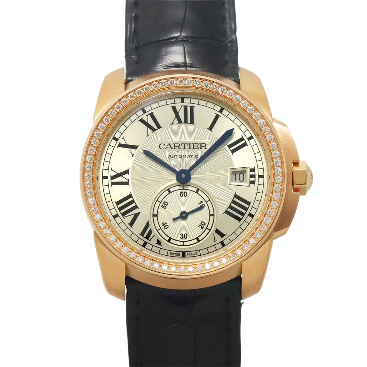 Cartier Caliber de Bezel Diamond Watch Date 18k Pink Gold Automatic Winding