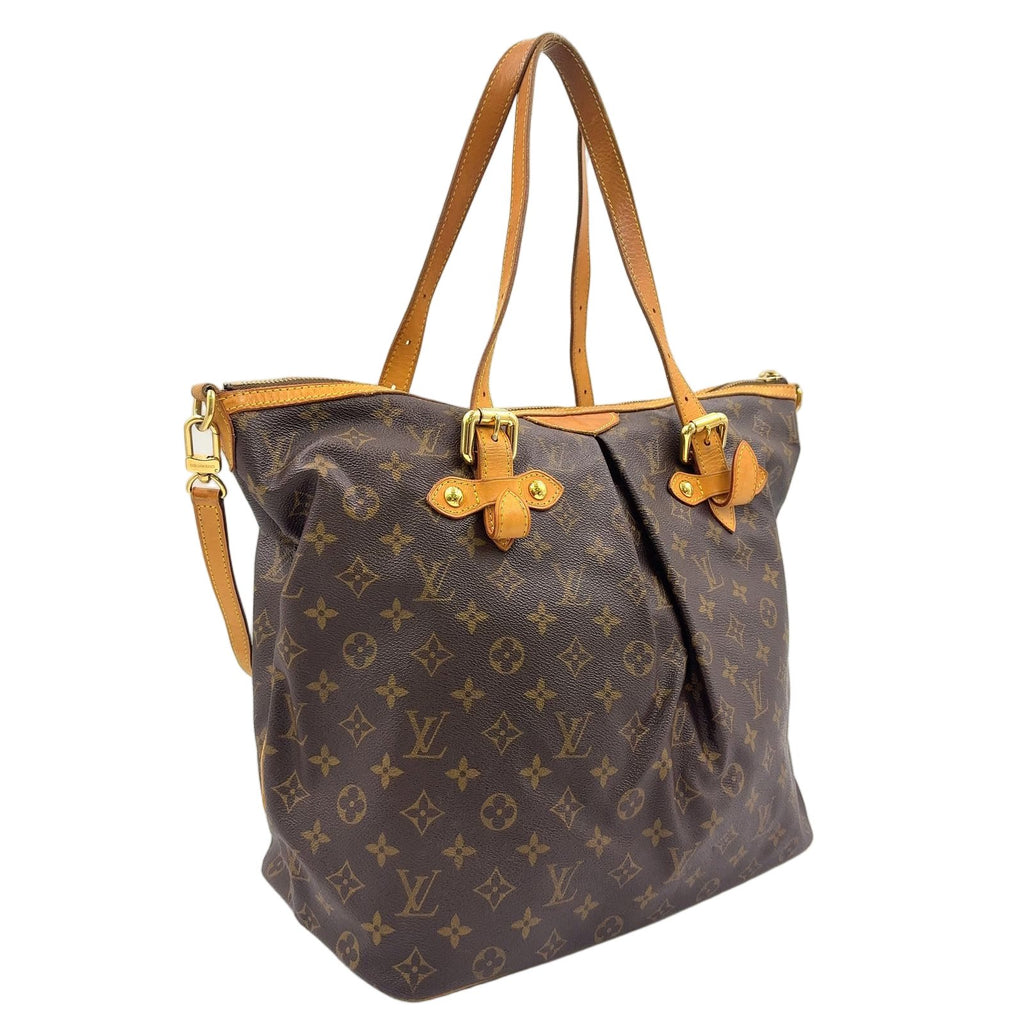 Louis Vuitton Palermo GM Monogram Leather Brown Shoulder Bag Gold — view 2