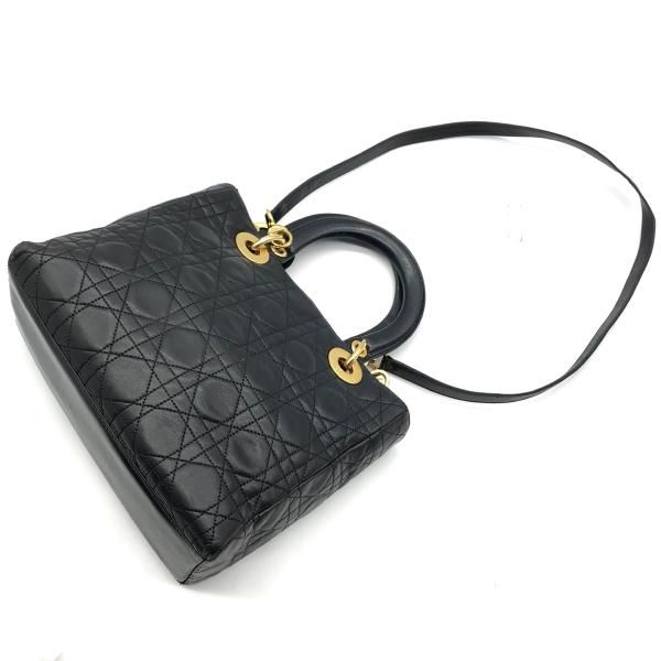 Dior Lady 2-Way Cannage Hand Bag Black — view 2