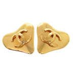 Chanel Vintage Coco Mark Heart Metal Gold Earrings 0179 — view 2