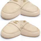 Chanel Loafers Oh875 Coco Mark Beige Gold Hardware Chain — view 5
