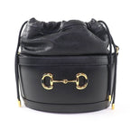Gucci Hosebit Leather Bucket Bag Shoulder Black Gold Hardware — view 2