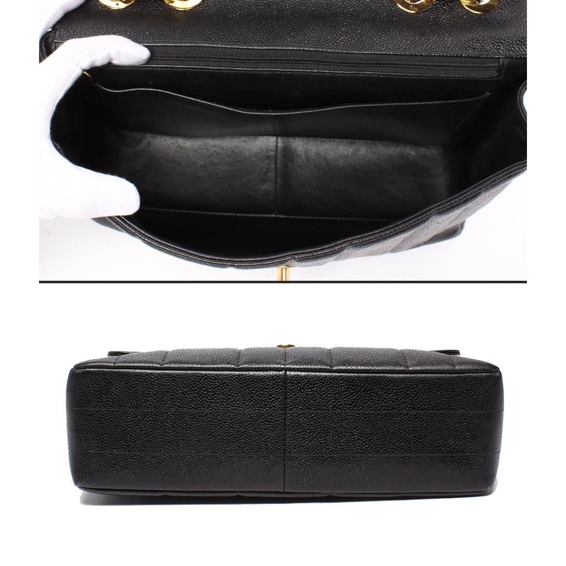 Chanel Chain Shoulder Bag Double Gold Caviar Leather — view 3