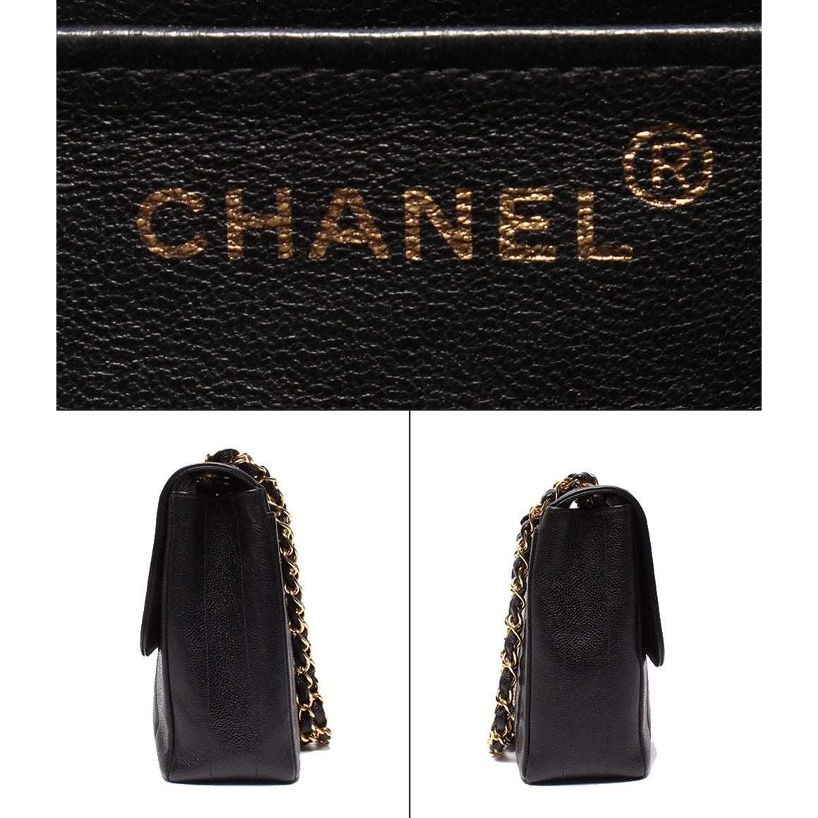 Chanel Chain Shoulder Bag Double Gold Caviar Leather — view 4