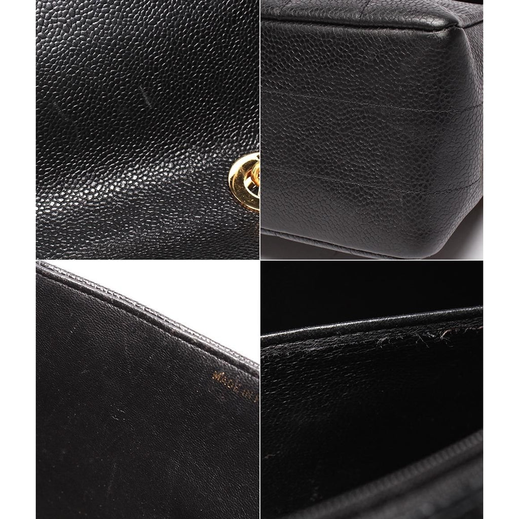 Chanel Chain Shoulder Bag Double Gold Caviar Leather — view 9