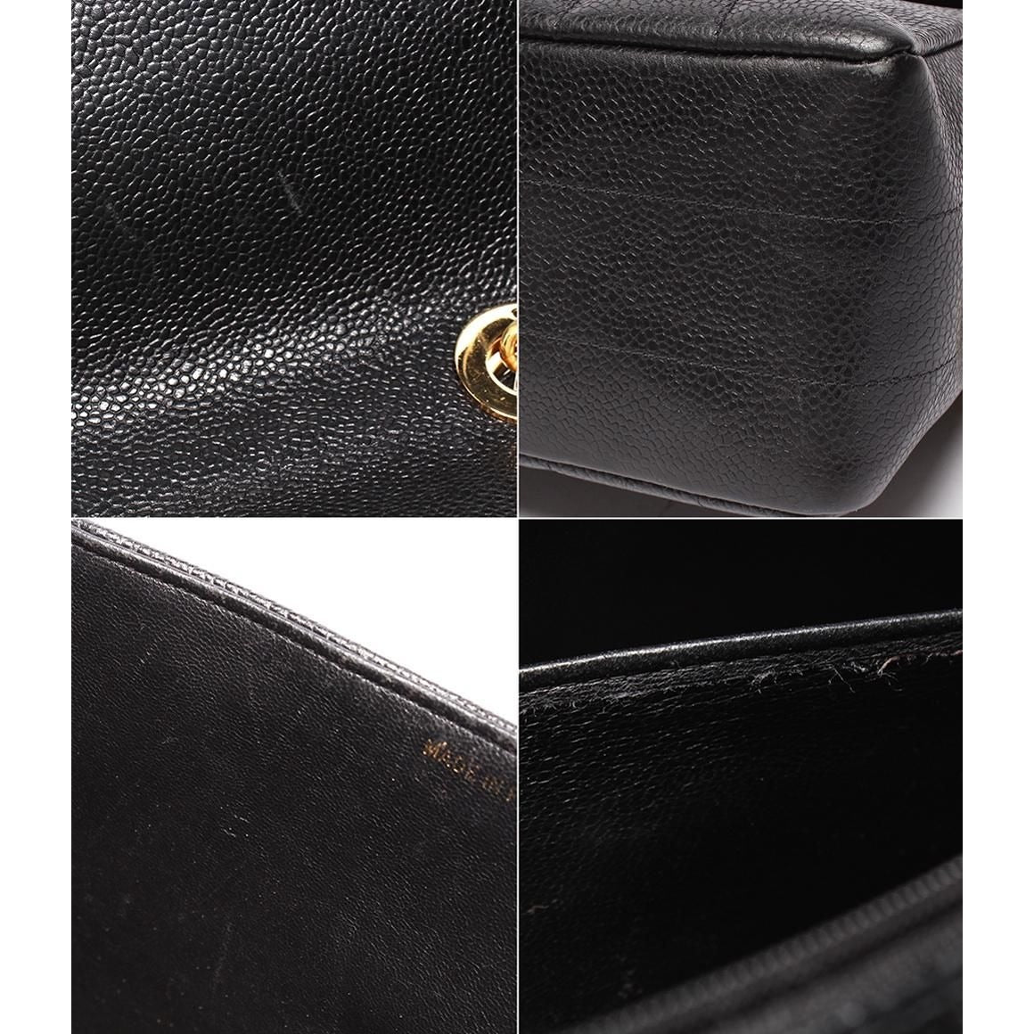 Chanel Chain Shoulder Bag Double Gold Caviar Leather — view 9