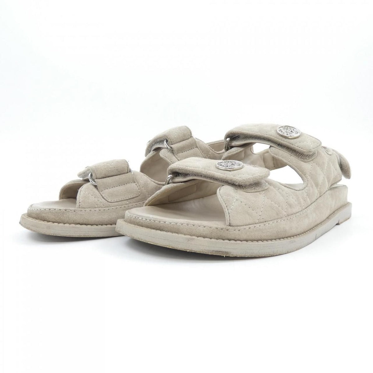 Chanel Sandals Suede Gray — view 3