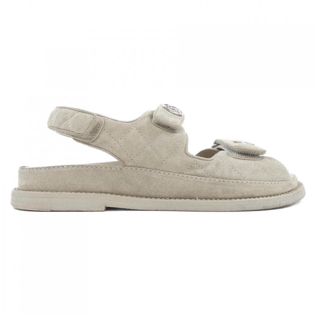Chanel Sandals Suede Gray