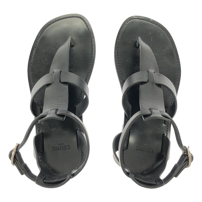 Celine Ankle Strap Flat Sandals 36 Black — view 4