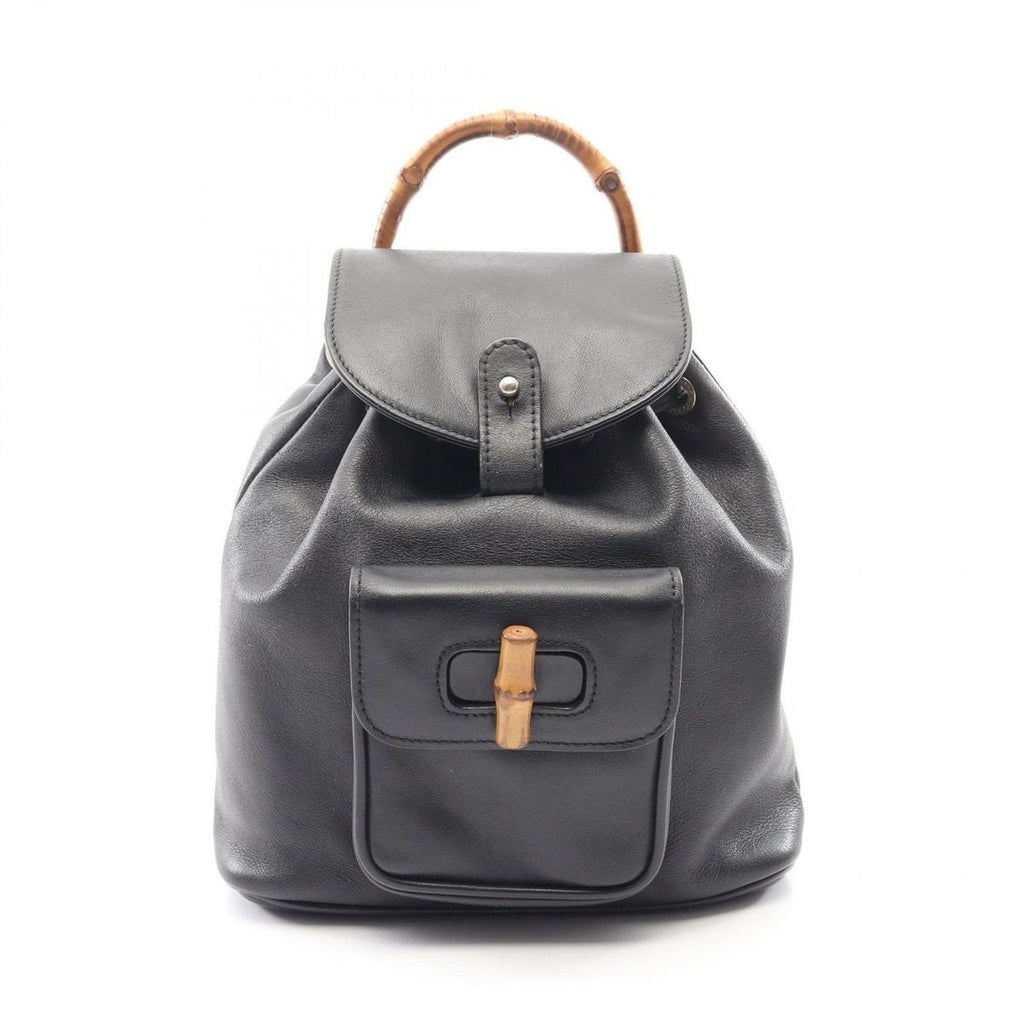 Gucci Backpack Bamboo Black Leather
