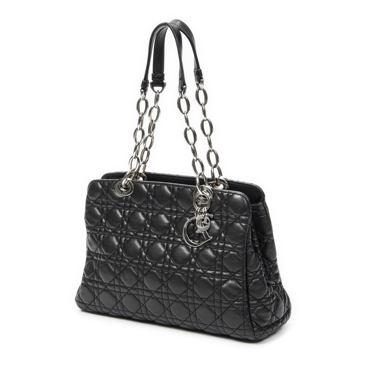 Dior Small Shopping Tote Black Cannage Lambskin Leather — view 2