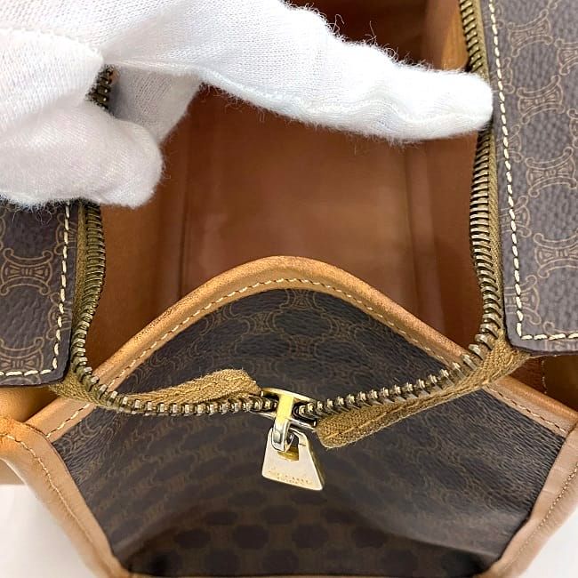 Celine Handbag Brown Macadam Tote Bag Leather — view 6