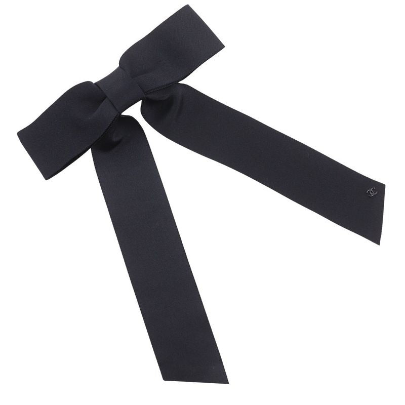 Chanel Ribbon Coco Mark Satin Black 22 a Barrette