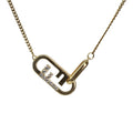 Fendi O-rock Necklace 8 Ah321 Gold Hardware Rhinestone Accessorie
