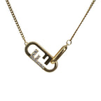 Fendi O-rock Necklace 8 Ah321 Gold Hardware Rhinestone Accessorie