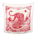 Hermes Carre 90 Jaungle Love Scarf Silk White Pink