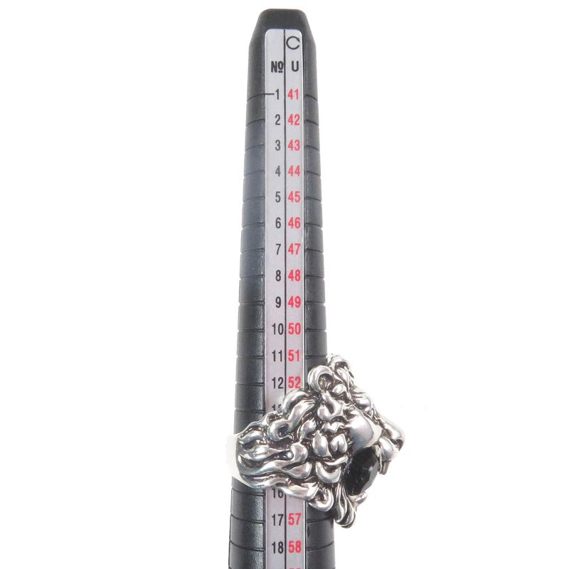 Gucci Lion Head Ring Accessory Colored Stone Silver Black 16 — view 9