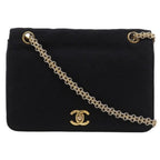Chanel Chain Shoulder Quilted Cotton Black Bag