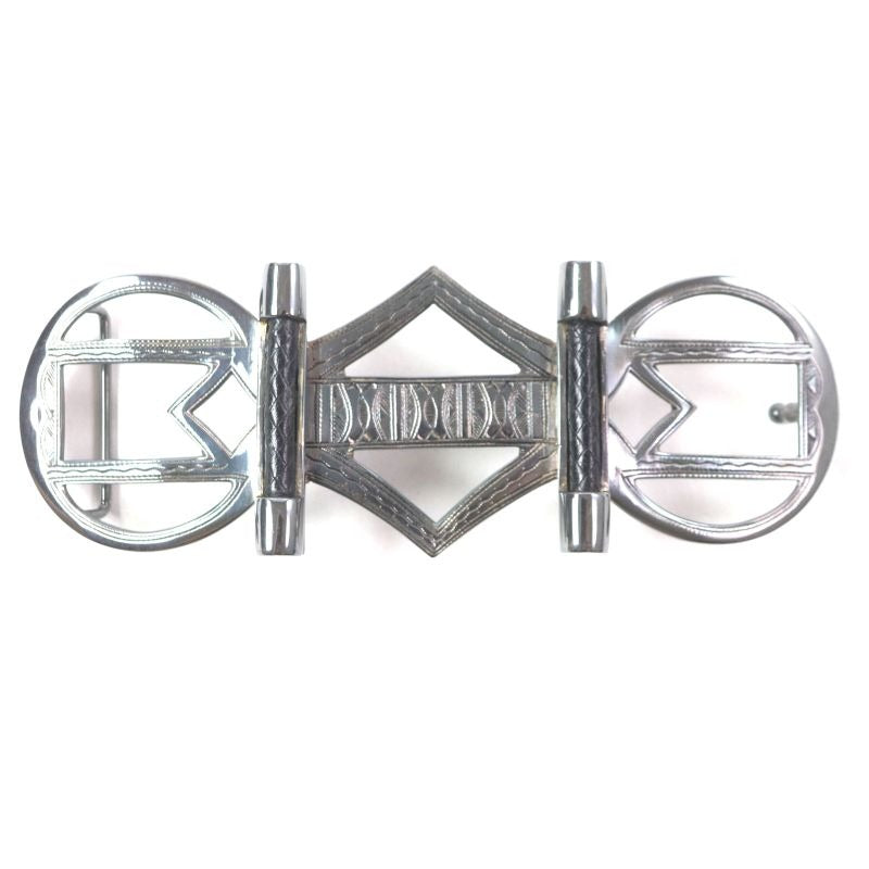 Hermes Touareg Hand Engraved Design Chrome Color Leather Use Belt Buckle SV 925 — view 2
