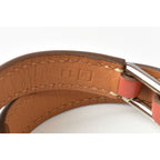 Hermes Bangle Bracelet Rival Doubletour Pink Brownish Silver XS Size — view 7