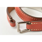 Hermes Bangle Bracelet Rival Doubletour Pink Brownish Silver XS Size — view 8