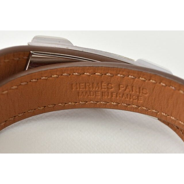 Hermes Bangle Bracelet Rival Doubletour Pink Brownish Silver XS Size — view 9
