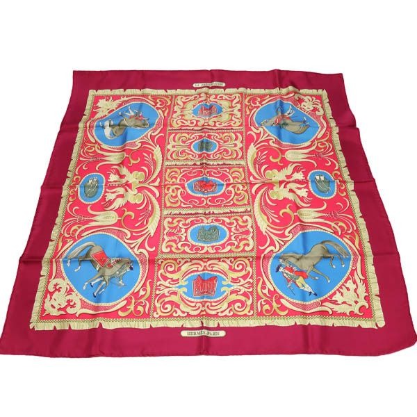 Hermes Knight Carriage Carre 90 LA Presentation Scarf Purple