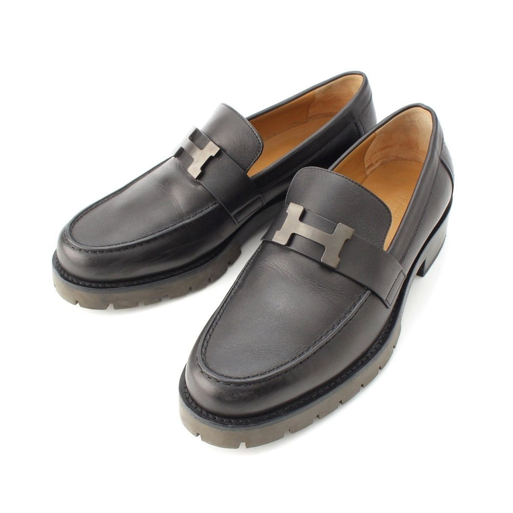 Hermes Gregoire Leather Loafers Black 39