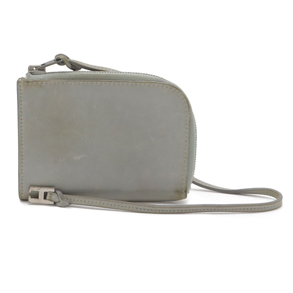 Hermes Remix Card Case Passcase L-shape Zipper Strap Leather Light Gray