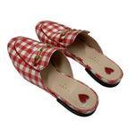 Gucci Prince Town Flat Shoes Fabric Red White Gold Mule Slipper Sandals Check — view 4