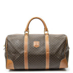 Celine Vintage Travel Boston Brown Macadam Canvas Luggage Tag