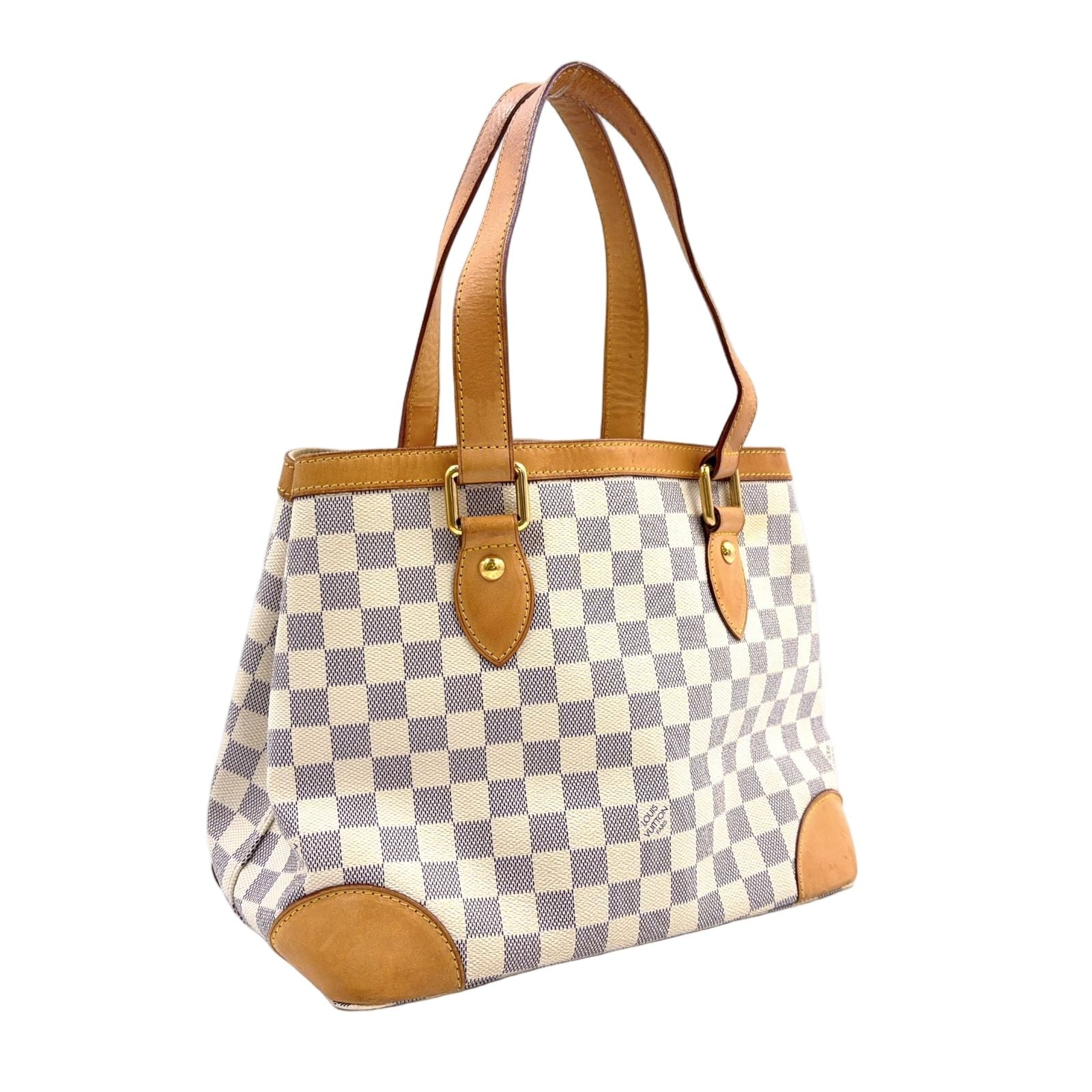 Louis Vuitton Hampstead PM Damier Azur Leather White Light Brown Tote Gold — view 2