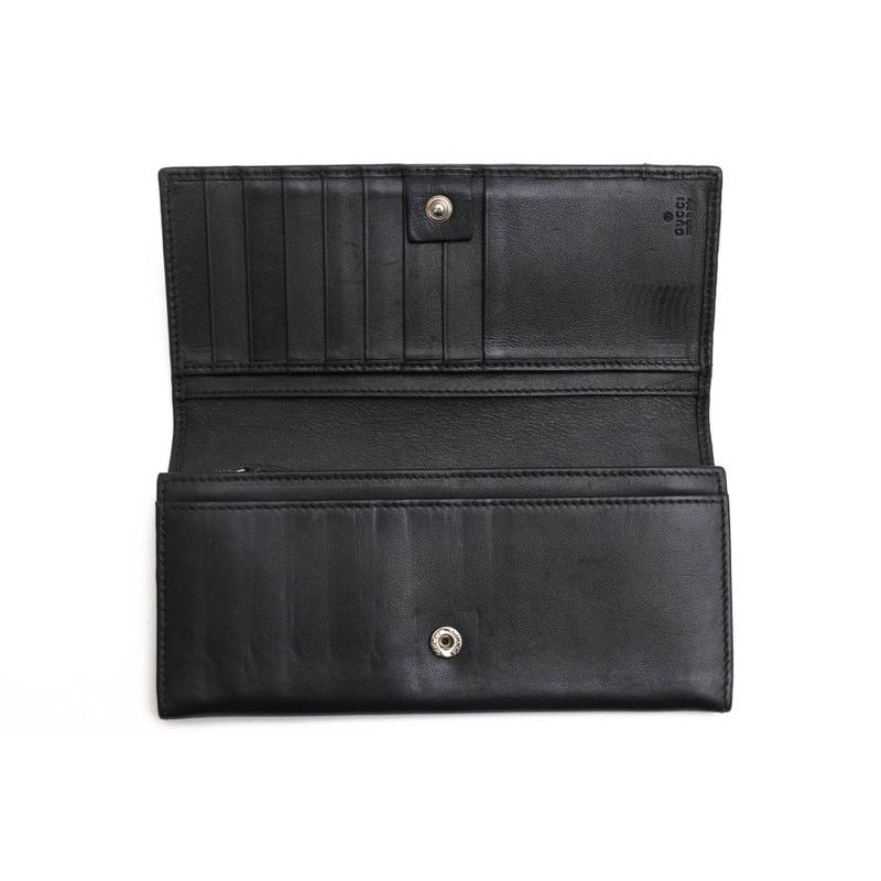 Gucci Long Wallet Women Leather Black Mistral GG Shape Pressed — view 5