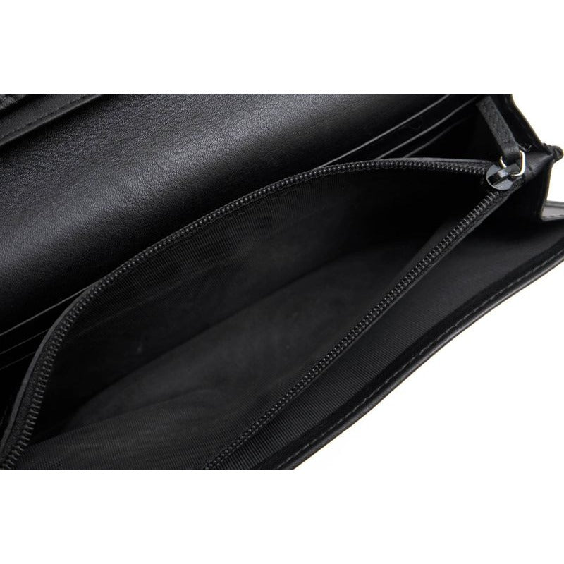 Gucci Long Wallet Women Leather Black Mistral GG Shape Pressed — view 8