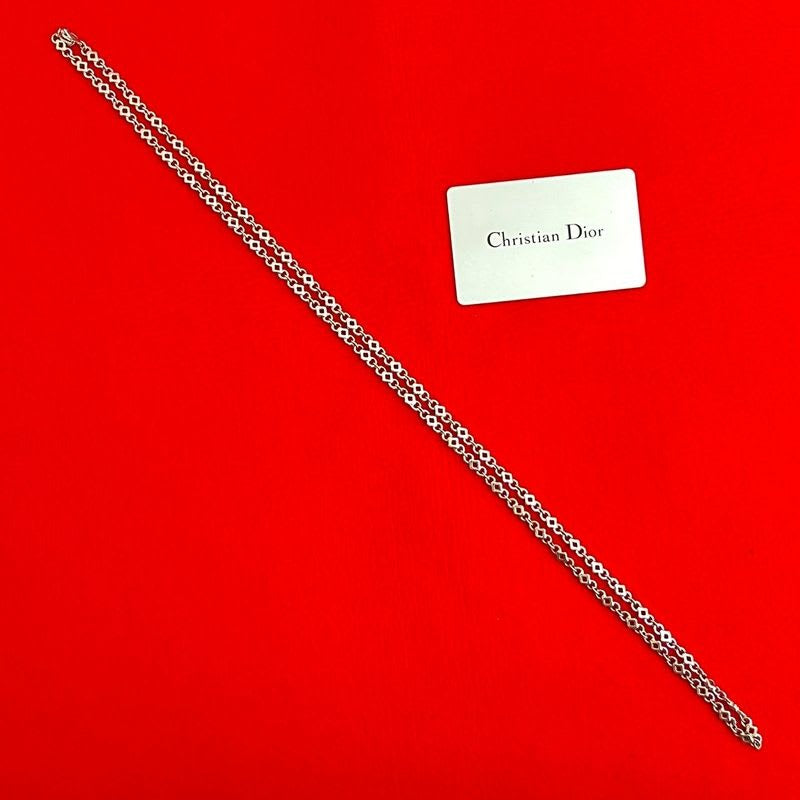 Christian Dior Chain Long Necklace Pendant Accessory Silver 2036 — view 2